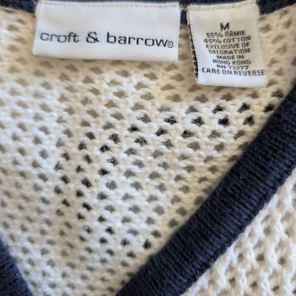 Vintage Croft & Barrow Womens Medium Ramie Cotton Cardigan Sweater White Stars - Picture 6 of 6